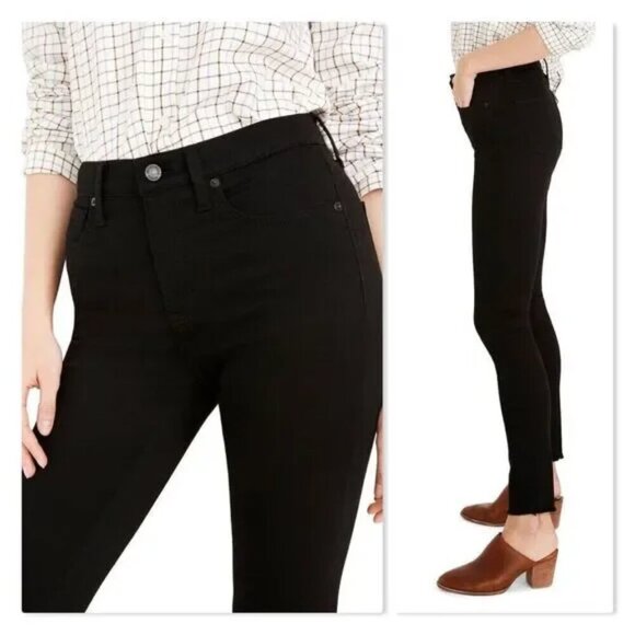 MADEWELL 9-inch High-Rise Raw Hem-Ankle Skinny Jeans - [Women Size 29x27, Black] - Picture 2 of 8